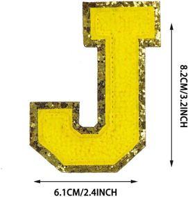 img 1 attached to 🏅 Varsity Yellow Chenille Iron-on Letter Patches for Clothing with Glitter Embroidered Alphabet, Gold Sequin, and Personalized Decorative Fabric Patches for Hoodies and Sweaters