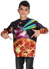 img 2 attached to 🐱 Christmas Youth Kids Sweatshirt with 3D Graphic - Pizza Cat Design for Teen Boys and Girls
