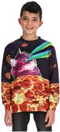 🐱 christmas youth kids sweatshirt with 3d graphic - pizza cat design for teen boys and girls logo