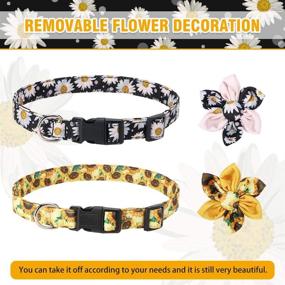 img 2 attached to Stylish and Functional: PUPTECK Spring 2 Pack Floral Dog Collar for Medium Large Dogs - Daisy and Sunflower, with Detachable Flower and Adjustable Size 13-21.7 in