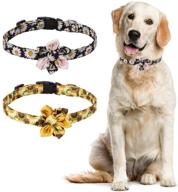 stylish and functional: pupteck spring 2 pack floral dog collar for medium large dogs - daisy and sunflower, with detachable flower and adjustable size 13-21.7 in logo