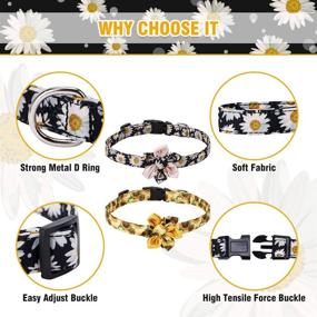 img 1 attached to Stylish and Functional: PUPTECK Spring 2 Pack Floral Dog Collar for Medium Large Dogs - Daisy and Sunflower, with Detachable Flower and Adjustable Size 13-21.7 in