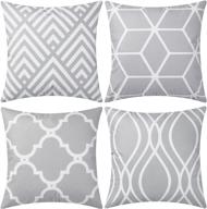 uini modern grey geometric lines throw pillow covers, set of 4- 18x18 inch soft velvet pillowcases, square cushion covers for couch, bedroom, sofa, living room логотип