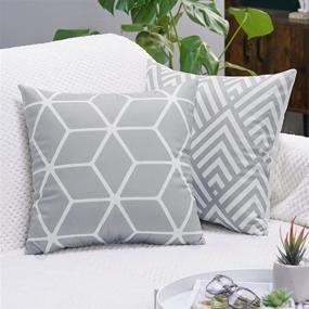 img 3 attached to UINI Modern Grey Geometric Lines Throw Pillow Covers, Set of 4- 18x18 Inch Soft Velvet Pillowcases, Square Cushion Covers for Couch, Bedroom, Sofa, Living Room