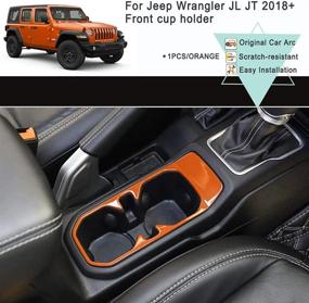 img 3 attached to ABS Inner Front Water Cup Holder Trim Cover Interior Accessories Decor Cover Frame Decor Trim For 2018-2021 Jeep Wrangler JL/JLU (Orange)…