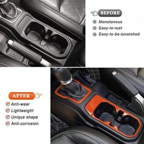 img 1 attached to ABS Inner Front Water Cup Holder Trim Cover Interior Accessories Decor Cover Frame Decor Trim For 2018-2021 Jeep Wrangler JL/JLU (Orange)…