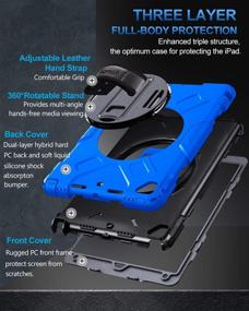 img 1 attached to Blue SUPFIVES Kids Case: Shockproof iPad 8th/7th Gen. Military Grade Protection with Swivel Stand, Hand & Shoulder Strap