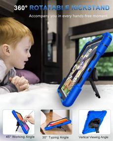 img 2 attached to Blue SUPFIVES Kids Case: Shockproof iPad 8th/7th Gen. Military Grade Protection with Swivel Stand, Hand & Shoulder Strap