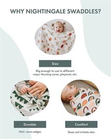 img 1 attached to 🌿 Organic Bamboo Muslin Swaddle Blankets by Nightingale - Silky Soft, Lightweight, Breathable - Large 47 x 47 in, 70% Bamboo/30% Cotton - 2 Pack (Daisy/Fruit)