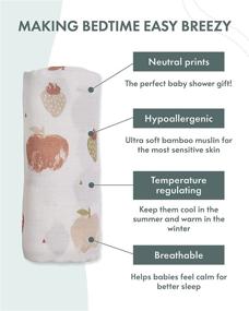 img 3 attached to 🌿 Organic Bamboo Muslin Swaddle Blankets by Nightingale - Silky Soft, Lightweight, Breathable - Large 47 x 47 in, 70% Bamboo/30% Cotton - 2 Pack (Daisy/Fruit)