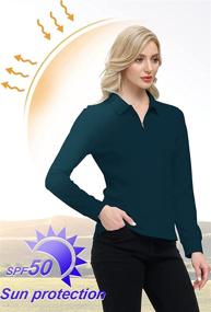 img 3 attached to 👚 Ultimate Sun Protection Ladies Golf Tops: Women's Long Sleeve Polo Shirts with UPF 50+ for Tennis & Business