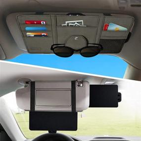 img 4 attached to 🌞 Car Sun Visor Extender and Organizer - Veharvim Front & Side Sunshade Window with UV Protection, Multi-Pocket Car Accessories and Sunglass Holder for Motor Trucks and Cars