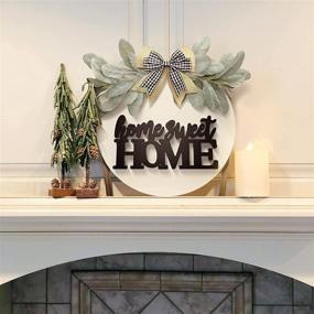 img 2 attached to 🏡 Charming Farmhouse Welcome Home Sweet Home Sign - Premium Greenery & Bow - Perfect Front Porch Door Decor - Wooden Door Sign Hanging for Wreath - Ideal Housewarming Gift and Home Decor Accent