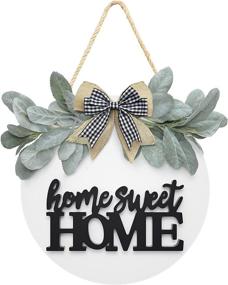 img 4 attached to 🏡 Charming Farmhouse Welcome Home Sweet Home Sign - Premium Greenery & Bow - Perfect Front Porch Door Decor - Wooden Door Sign Hanging for Wreath - Ideal Housewarming Gift and Home Decor Accent