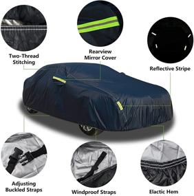 img 2 attached to 🚗 SAKAKI Car Cover: Waterproof All Weather Protection for Universal SUV - 175"-190" Length, Black