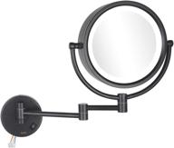 💄 makeup mirror wall mount lighted with 10x magnification, oil rubbed bronze finish, direct wire, 8-inch cord - cordless operation, non-battery powered logo