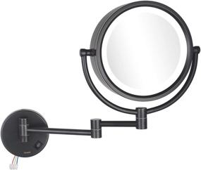 img 4 attached to 💄 Makeup Mirror Wall Mount Lighted with 10X Magnification, Oil Rubbed Bronze Finish, Direct Wire, 8-Inch Cord - Cordless Operation, Non-Battery Powered