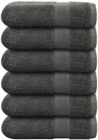 img 2 attached to 🏠 Zellbury Home Premium Hand Towels - 100% Combed Cotton, 16x30, Bath, Gym, and Spa, 600GSM, Soft & Absorbent Material, Grey, Pack of 6