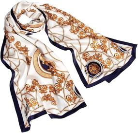 img 4 attached to 🧣 RIIQIICHY 100% Mulberry Silk Scarf for Women - Luxury Long Pure Satin Pattern Scarfs for Sunscreen, Shawls, and Wraps