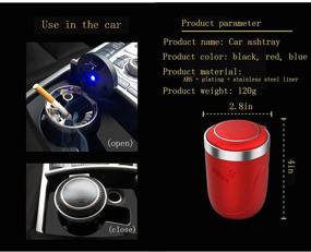img 1 attached to 🚗 Enhance Your In-car Experience with Red Car Ashtray: Lid Smell Proof, LED Light, Stainless Steel, and Cup Holder Compatible