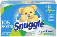 🌸 snuggle plus super fresh fabric softener dryer sheets: 105 count with static control and odor eliminating technology, everfresh packaging logo