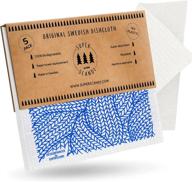 🧽 superscandi swedish dishcloths: eco-friendly cellulose cleaning cloths for kitchen towel replacement - 5 pack (patterned, line knitting blue) logo