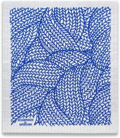 img 2 attached to 🧽 SuperScandi Swedish Dishcloths: Eco-friendly Cellulose Cleaning Cloths for Kitchen Towel Replacement - 5 Pack (Patterned, Line Knitting Blue)