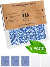 img 3 attached to 🧽 SuperScandi Swedish Dishcloths: Eco-friendly Cellulose Cleaning Cloths for Kitchen Towel Replacement - 5 Pack (Patterned, Line Knitting Blue)