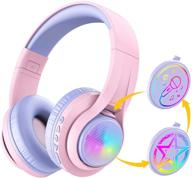 🎧 iclever transnova replaceable plate bluetooth headphones: colorful, volume limited over ear headphones with mic - 45h playtime, hi-fi stereo sound - perfect for kids/teens (pink) logo