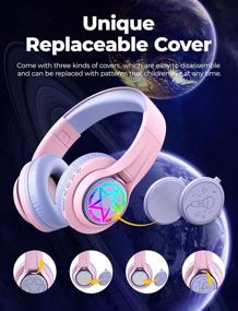 img 3 attached to 🎧 iClever TransNova Replaceable Plate Bluetooth Headphones: Colorful, Volume Limited Over Ear Headphones with Mic - 45H Playtime, Hi-Fi Stereo Sound - Perfect for Kids/Teens (Pink)