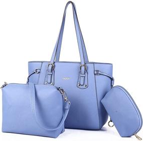 img 4 attached to 👜 3-Piece Set: Crossbody Leather Purses with Wallet Clutch, Tote Bags for Women with Top Handle Purse