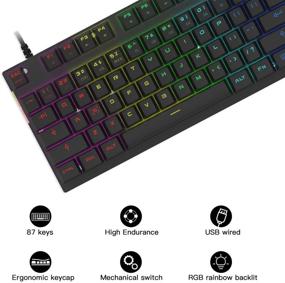 img 1 attached to 🌈 Игровая механическая клавиатура Motospeed с подсветкой радужного цвета RGB - Профессиональная клавиатура с подсветкой на 87 клавиш, USB для Mac и PC (Черная)