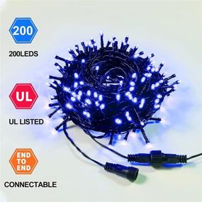 img 1 attached to 🎄 66Ft Blue Outdoor Christmas Lights - 200LED Mini String Lights with 8 Lighting Modes, Connectable Xmas Tree Lights for Christmas Decor, Patio, Holiday, Party, Home, Indoor and Outdoor Decoration