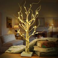 🎄 2ft tabletop lighted birch tree decoration - usb or battery powered, 32 led lights fairy light tree lamp, artificial birch tree for christmas thanksgiving halloween fall wedding table decorations, home indoor use логотип