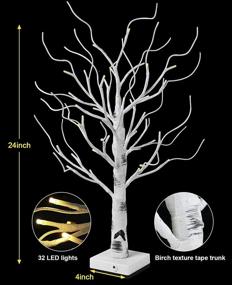 img 2 attached to 🎄 2FT Tabletop Lighted Birch Tree Decoration - USB or Battery Powered, 32 LED Lights Fairy Light Tree Lamp, Artificial Birch Tree for Christmas Thanksgiving Halloween Fall Wedding Table Decorations, Home Indoor Use