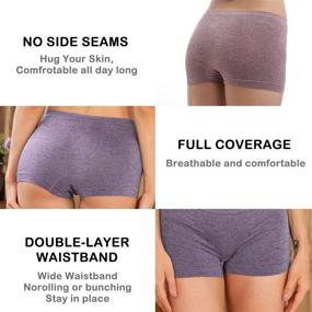 img 1 attached to 💃 Soft Stretch Boyshort Underwear for Women - Full Coverage Seamless Panties, Boxer Briefs (5 Packs)