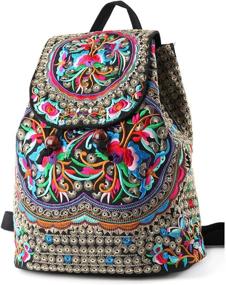 img 3 attached to Goodhan Vintage Embroidered Backpack Shoulder