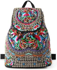 img 4 attached to Goodhan Vintage Embroidered Backpack Shoulder