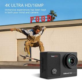img 2 attached to 📷 Dragon Touch 4K Action Camera: Touch Screen, WiFi, 16MP, Waterproof, Remote Control, Helmet Accessories Kit