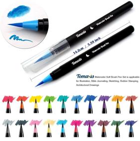 img 2 attached to Watercolor Brush Pens Art Markers Set: 20Pcs Colored Pens with Calligraphy & Water Paintbrush