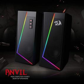 img 3 attached to 🔊 Redragon GS520 Anvil RGB Desktop Speakers: High-Performance 2.0 Channel PC Computer Stereo Speaker with 6 Colorful LED Modes, Enhanced Sound Quality and Convenient Volume Control – USB Powered with 3.5mm Cable