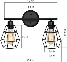 img 3 attached to 🏡 Vintage Industrial Wire Cage Wall Sconce: Rustic Farmhouse Vanity Light Fixture for Headboard Bedroom, Garage Door, Porch – 2 Lights, E26 Bulb Base