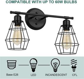 img 1 attached to 🏡 Vintage Industrial Wire Cage Wall Sconce: Rustic Farmhouse Vanity Light Fixture for Headboard Bedroom, Garage Door, Porch – 2 Lights, E26 Bulb Base