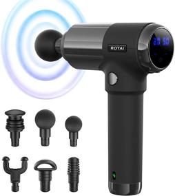 img 4 attached to ROTAI Electric Muscle Massage Gun: Quiet Handheld Percussion Deep Tissue Pain Relief - 20 Speed Levels & Rechargeable LCD Massager with 6 Heads (Black)