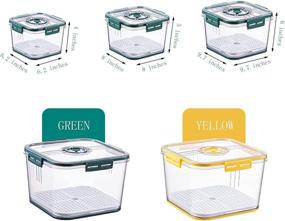 img 1 attached to 🥦 ErisED Fresh Produce Vegetable Fruit Storage Containers 3 Set – Time Recording, BPA-Free Fridge Storage, Salad Container, Fridge Organizers, Green