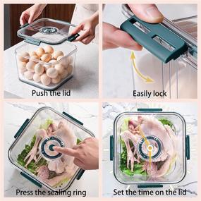 img 2 attached to 🥦 ErisED Fresh Produce Vegetable Fruit Storage Containers 3 Set – Time Recording, BPA-Free Fridge Storage, Salad Container, Fridge Organizers, Green