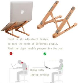 img 2 attached to 🖥️ Wooden Laptop Stand - Portable & Adjustable Computer Riser for MacBook Air Pro, HP, Lenovo, Dell, and More 10-15.6” Laptops