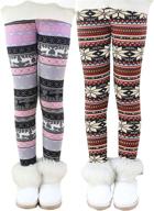 👧 2-pack winter thick fleece-lined leggings printed pants for girls - irelia logo