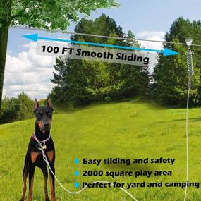 img 3 attached to 🐕 Snagle Paw Heavy Duty Dog Tie Out Runner - Aerial Run Cable for Large Dogs (Up to 125lbs), 10ft Pulley Runner Line, Ideal for Yard, Camping (75ft/100ft)