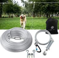 🐕 snagle paw heavy duty dog tie out runner - aerial run cable for large dogs (up to 125lbs), 10ft pulley runner line, ideal for yard, camping (75ft/100ft) logo